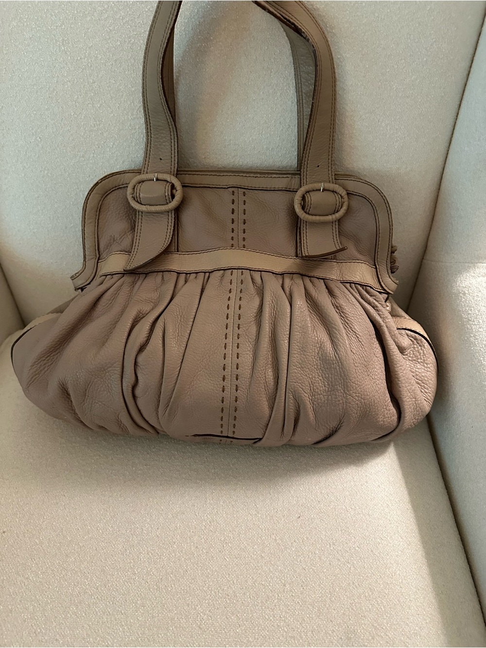 Cole Haan Village Soft Ruched Satchel Leather Shoulder Bag